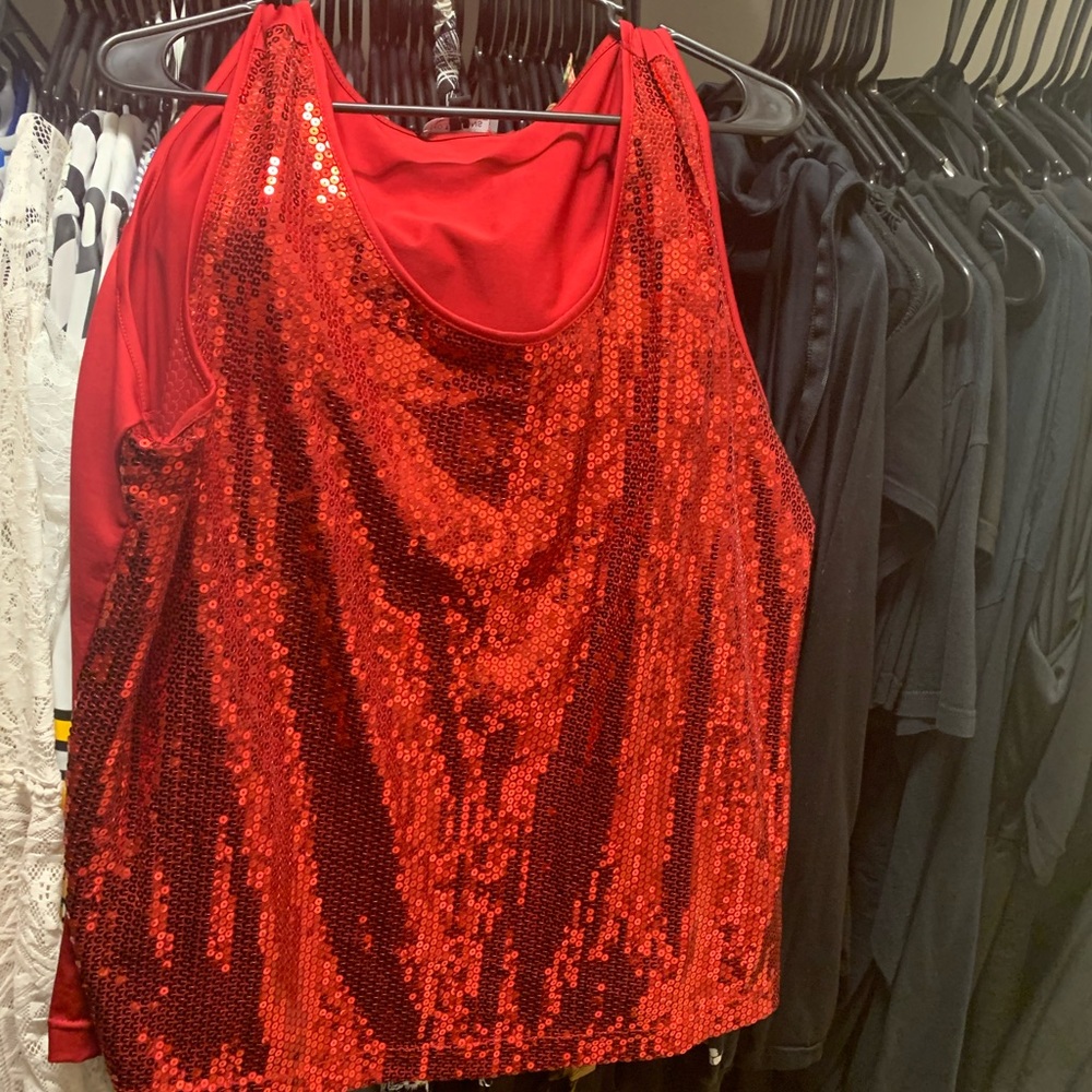 Red sequin tank top 2x